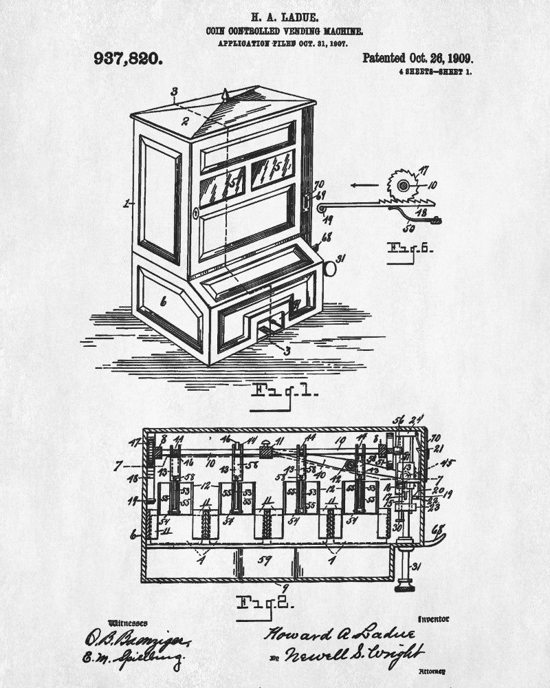Vending Machine Blueprint Man Cave Poster Workshop Patent Print - OnTrendAndFab