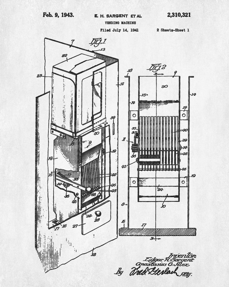 Vending Machine Blueprint Workshop Patent Print Man Cave Poster ...