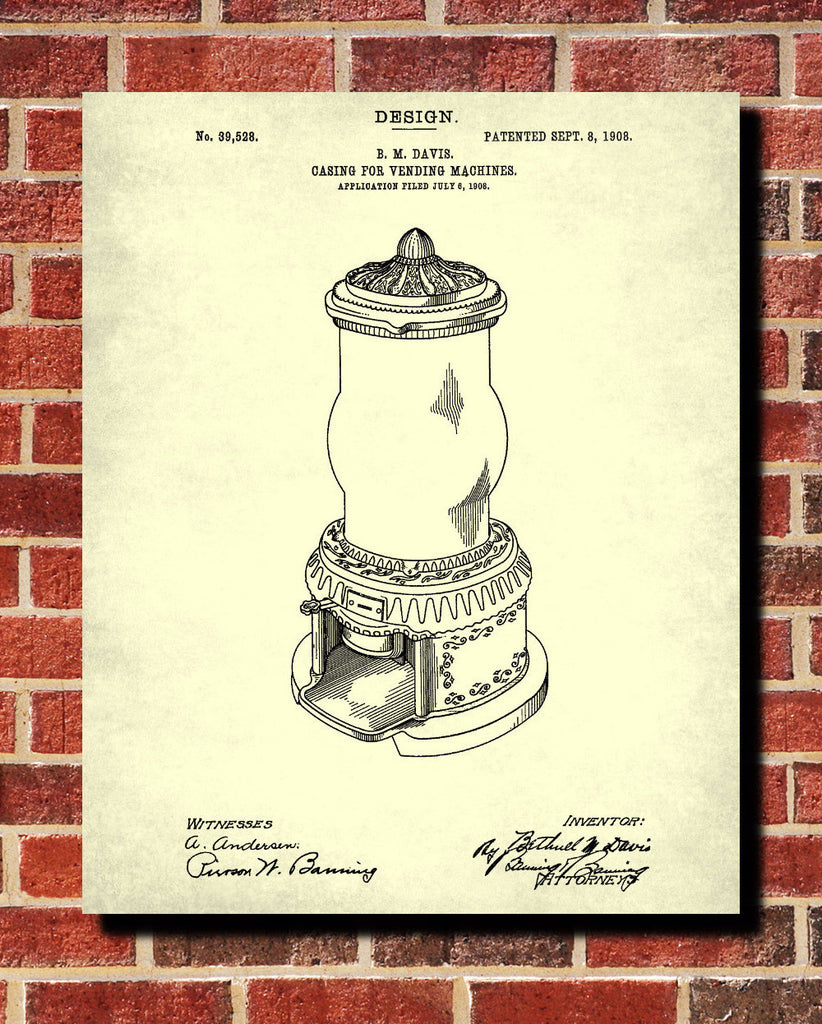 Vending Machine Patent Print Man Cave Poster Workshop Blueprint - OnTrendAndFab