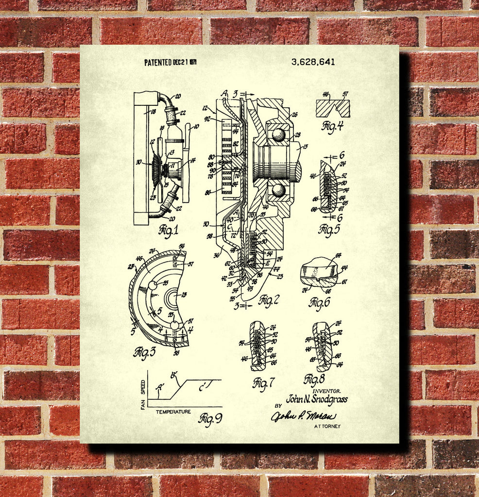 Viscous Fluid Clutch Patent Print Car Blueprint Workshop Poster
