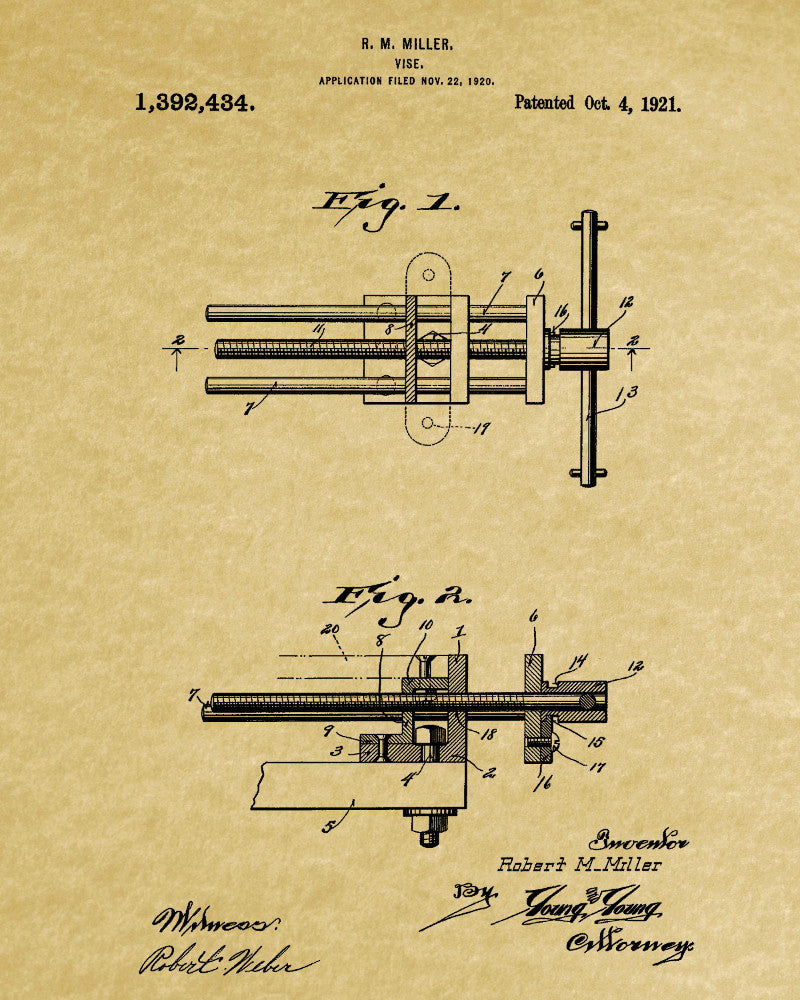 Vise Patent Print Hand Tools Blueprint Workshop Poster