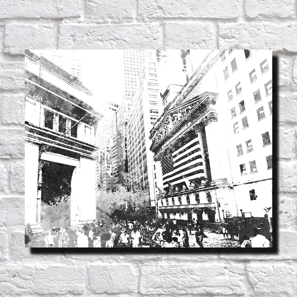 New York Wall Street City Skyline Print Feature Wall Art Landscape Poster