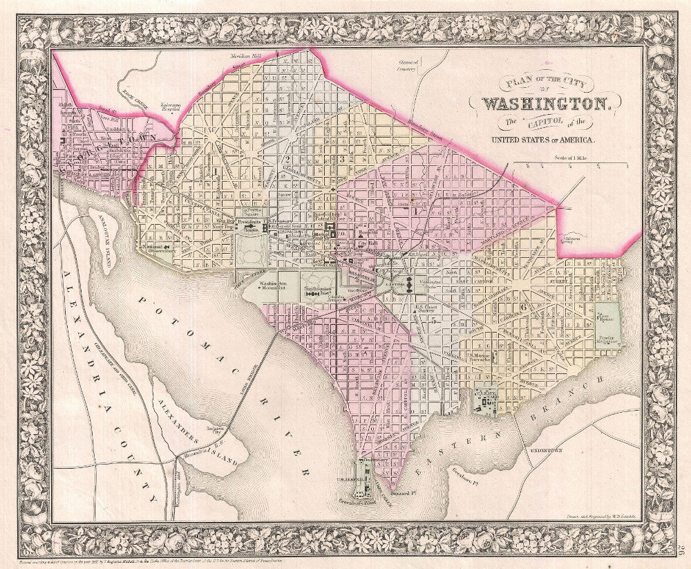 Washington DC City Street Map Print Vintage Poster Old Map as Art - OnTrendAndFab