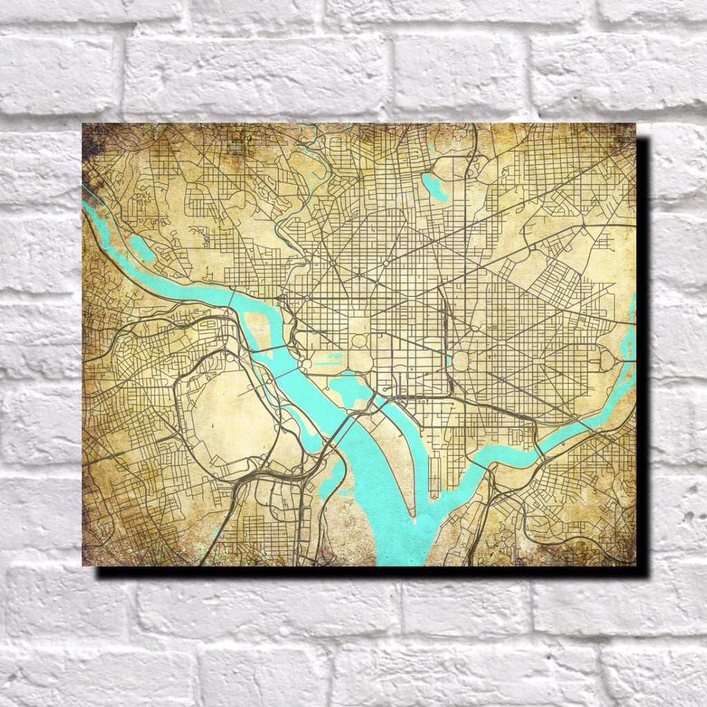 Washington DC City Street Map Custom Wall Map Print