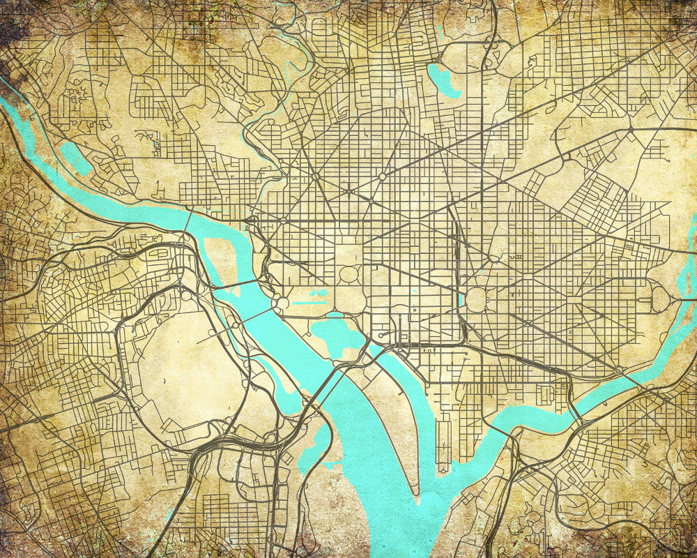 Washington DC City Street Map Custom Wall Map Print - OnTrendAndFab