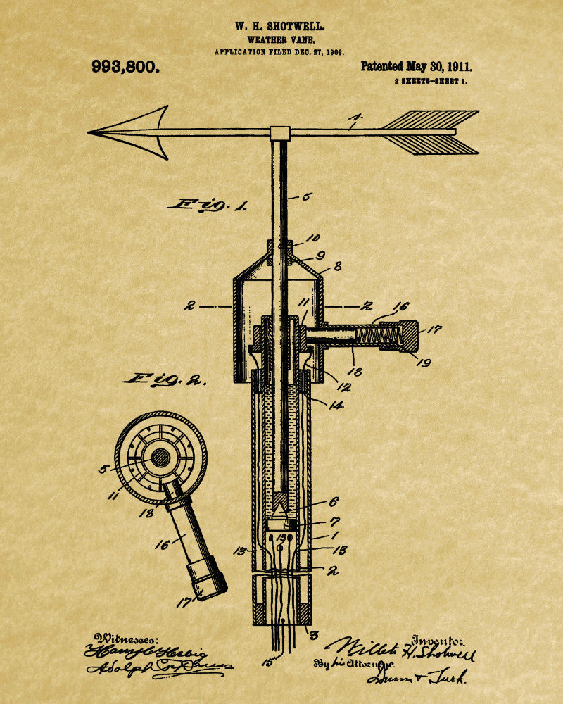 Weather Vane Patent Print