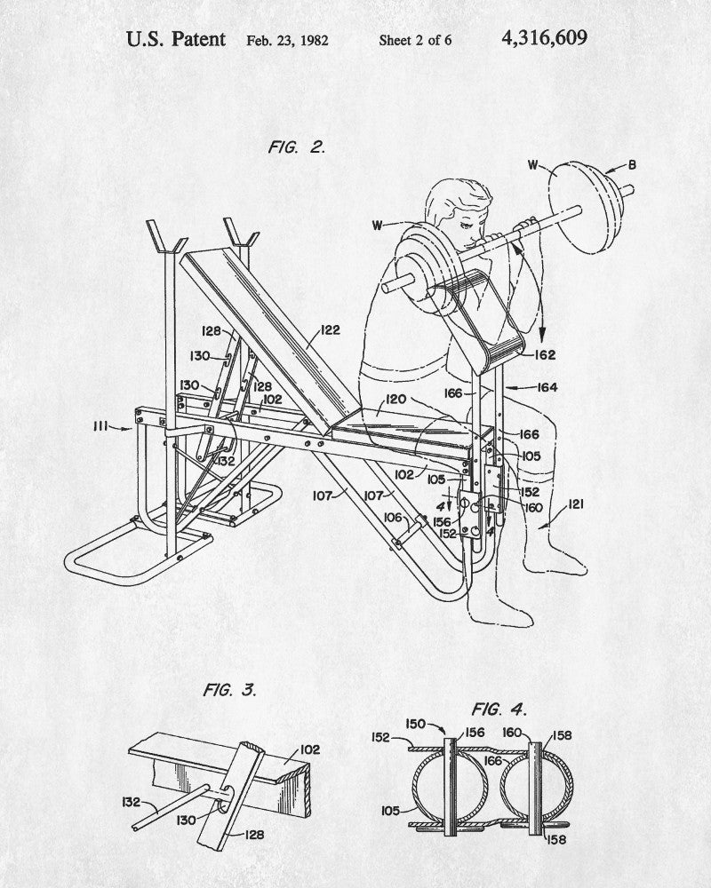 Gym Equipment Patent Poster Weights Room Art Print