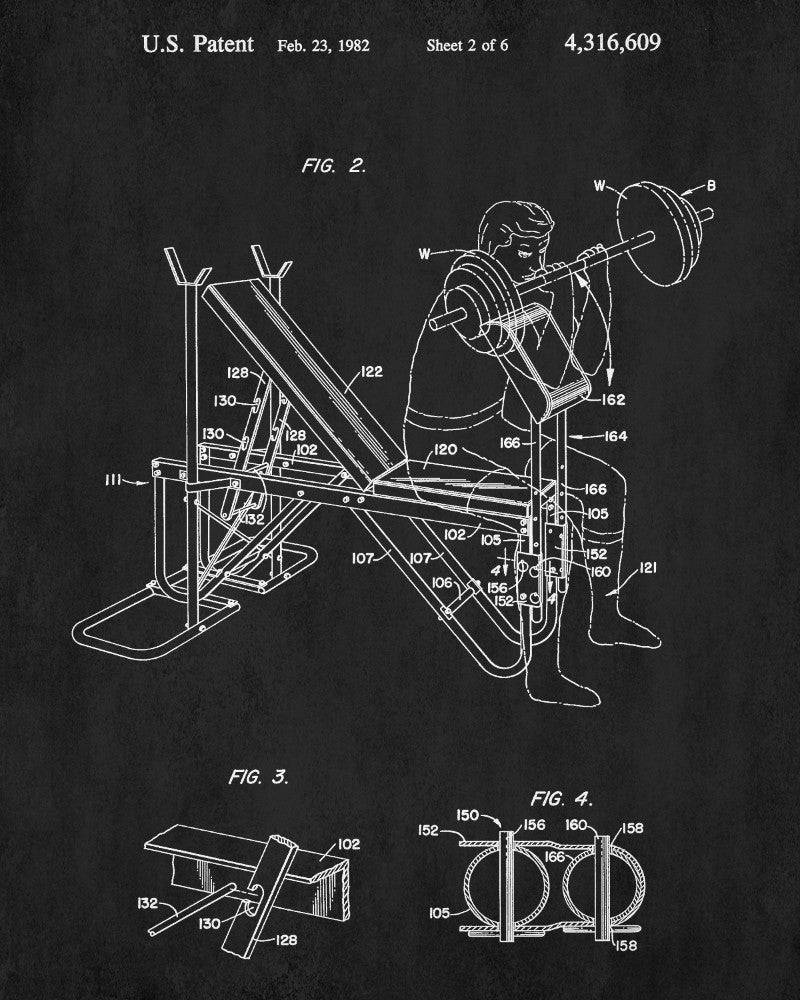 Gym Equipment Patent Poster Weights Room Art Print