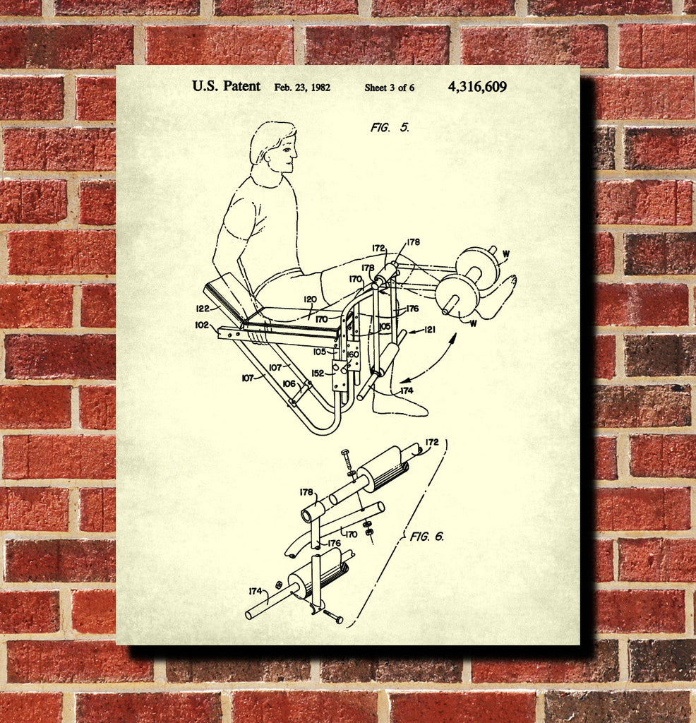 Gym Equipment Patent Print Body Building Poster Weights Art
