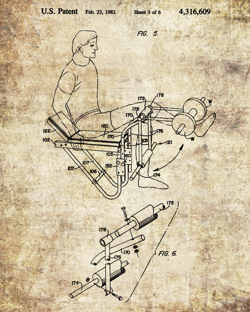 Gym Equipment Patent Print Body Building Poster Weights Art