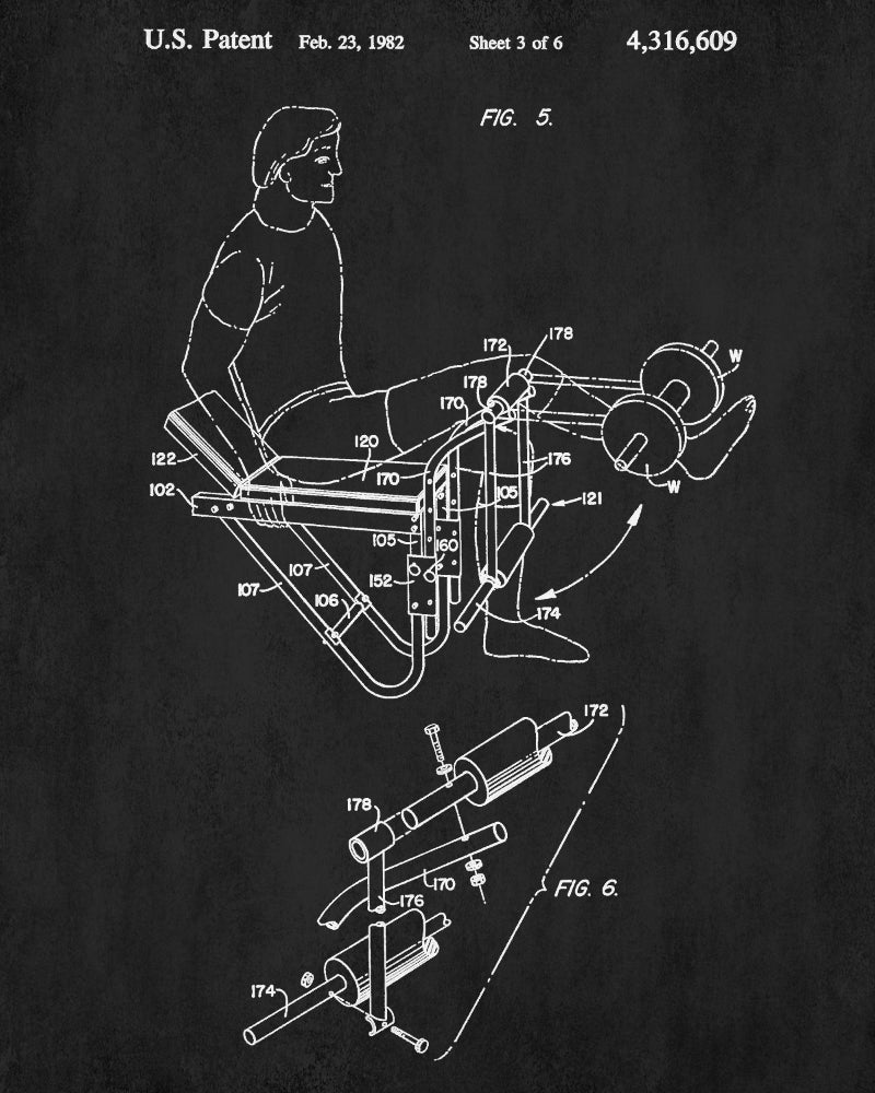 Gym Equipment Patent Print Body Building Poster Weights Art