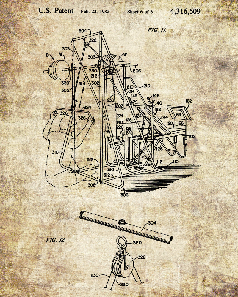 Weights Room Patent Print Body Building Poster Gym Equipment