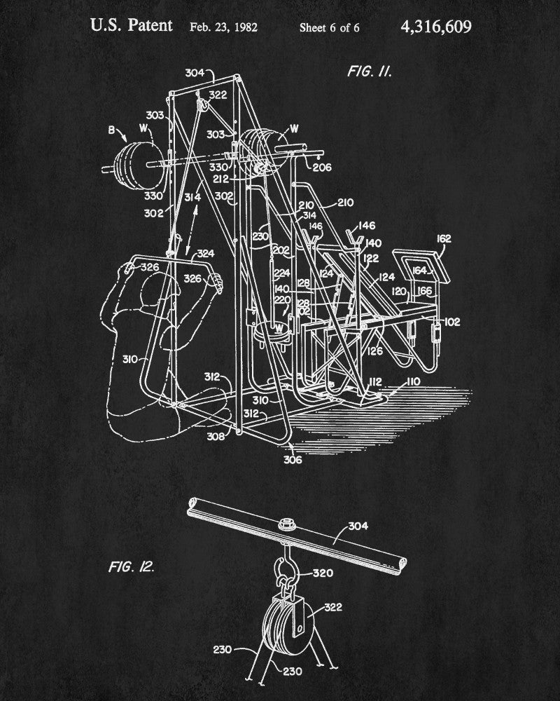 Weights Room Patent Print Body Building Poster Gym Equipment