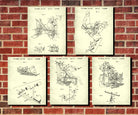 Weight Lifting Patent Prints Set 5 Gym Fitness Posters