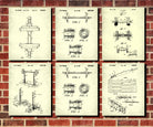 Weight Lifting Patent Prints Set 6 Gym Fitness Posters