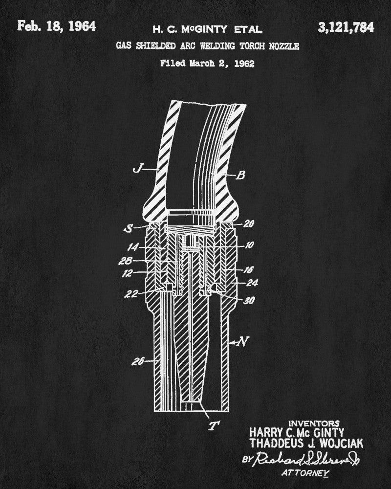 Welding Nozzle Patent Print Welder Blueprint Workshop Poster