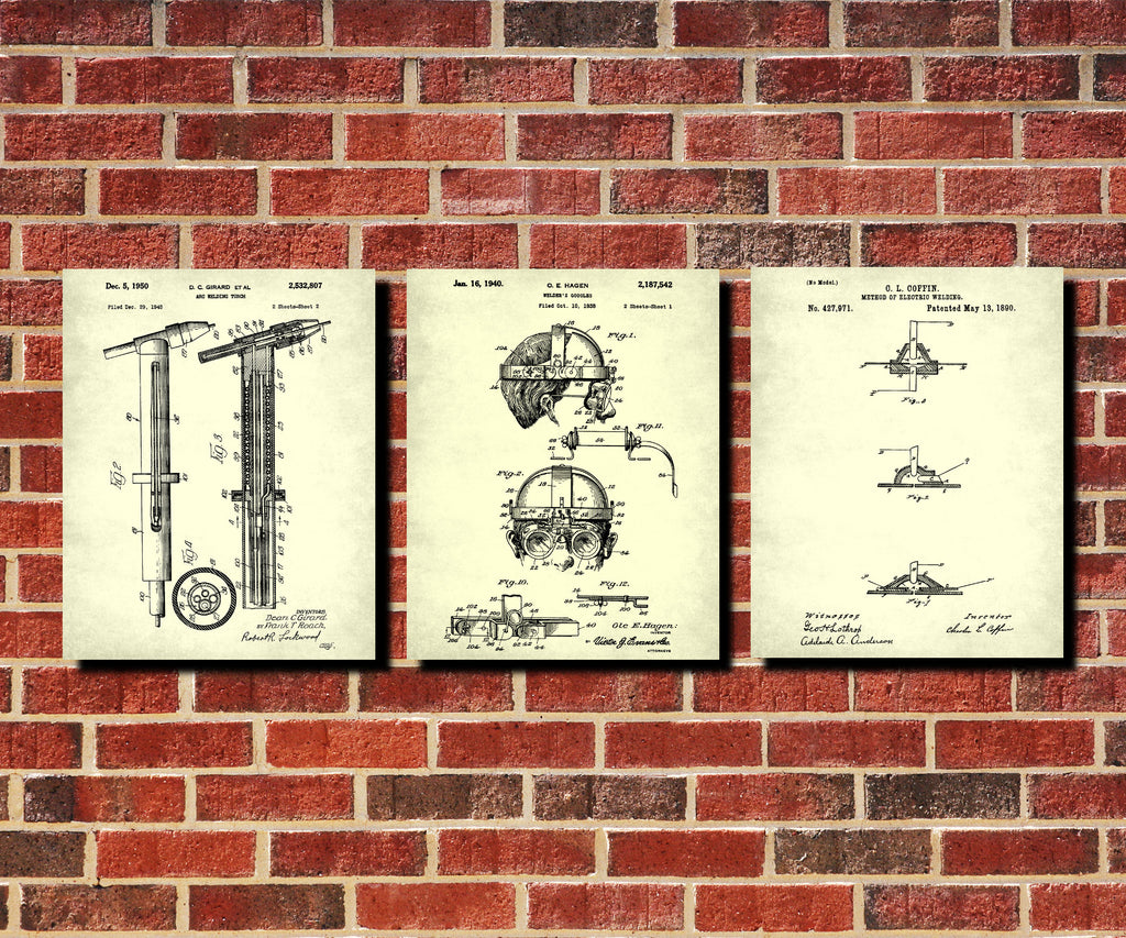 Welding Patent Prints Set 3 Workshop Posters