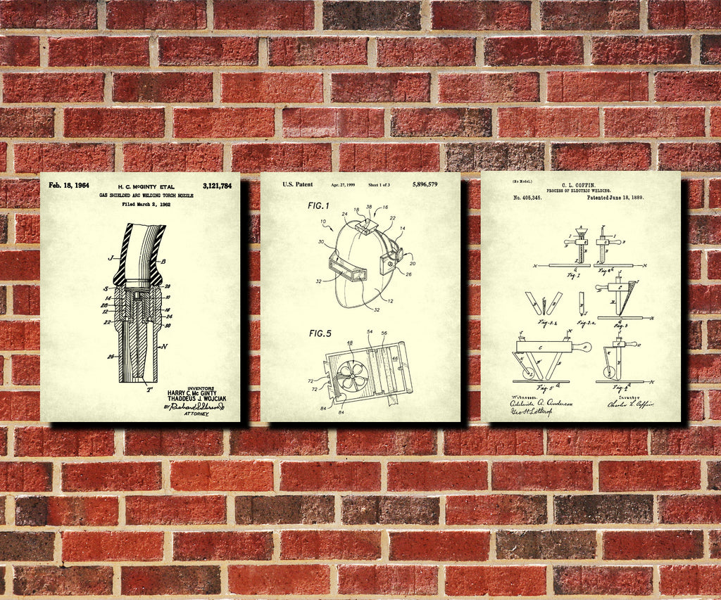 Welding Patent Prints Set 3 Workshop Posters