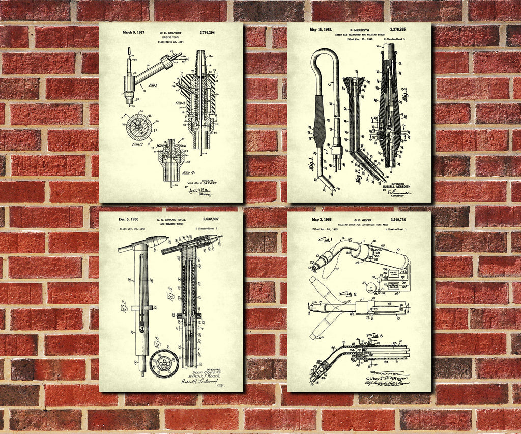 Welding Patent Prints Set 4 Welder Wall Art Posters