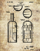 Whiskey Bottle Patent Print Bar Wall Art Pub Decor Poster