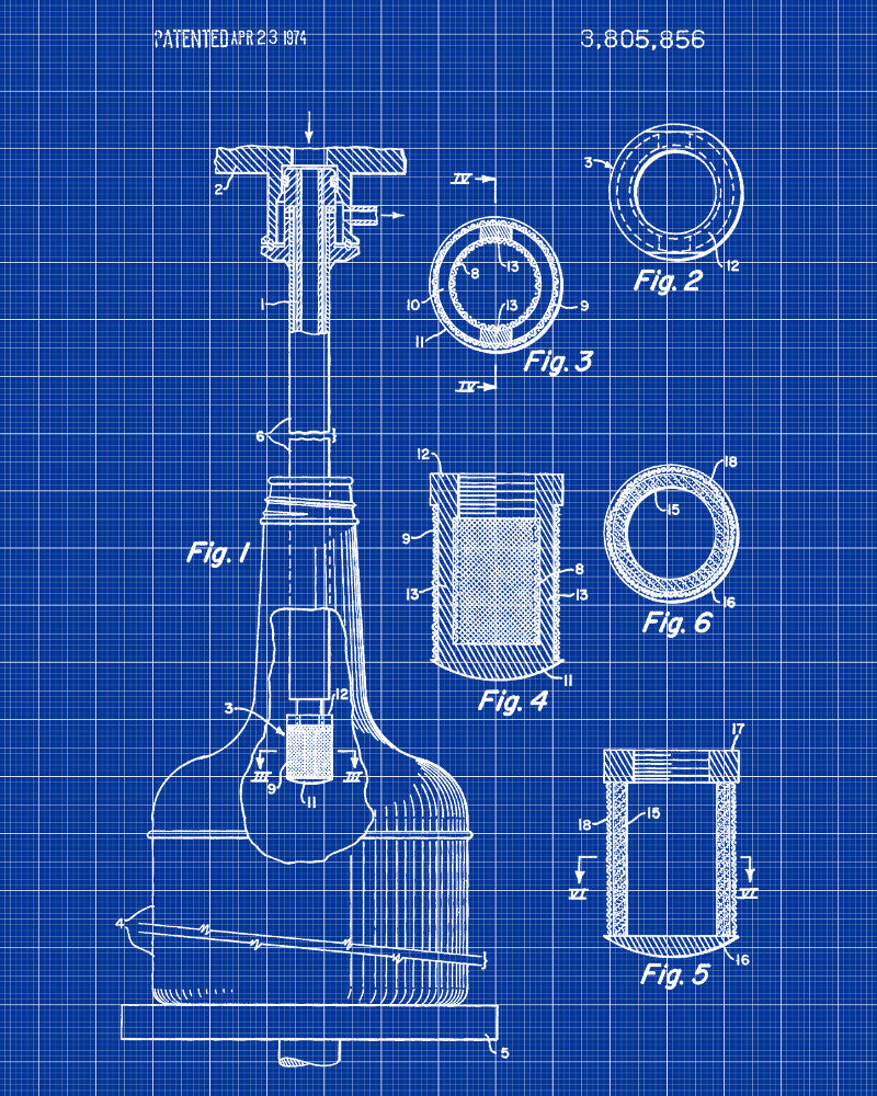 Whiskey Bottle Filling Patent Print Bar Wall Art Pub Decor Poster