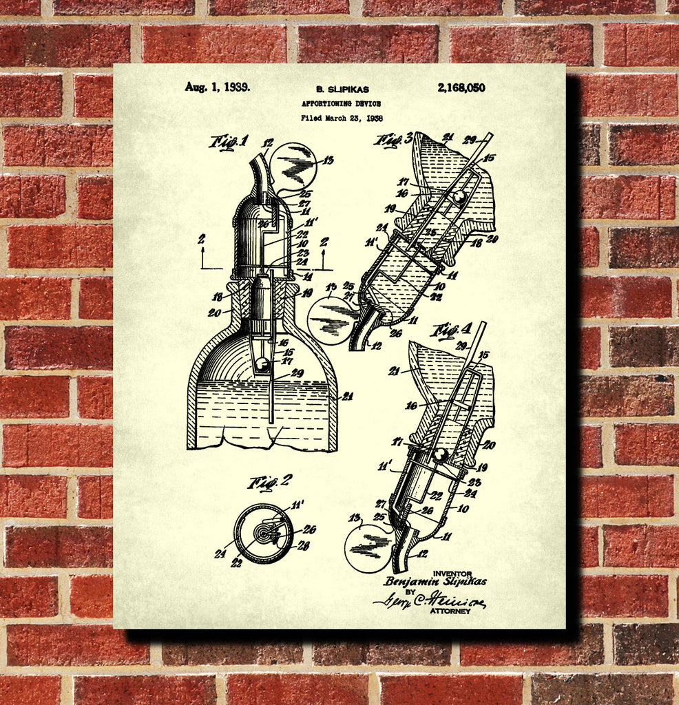 Whiskey Measure Patent Print Bar Wall Art Pub Decor Poster