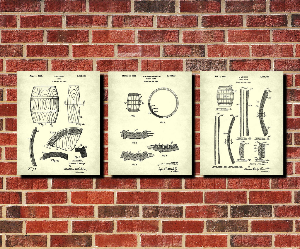 Whiskey Patent Prints Set 3 Cafe Posters Bar Wall Art