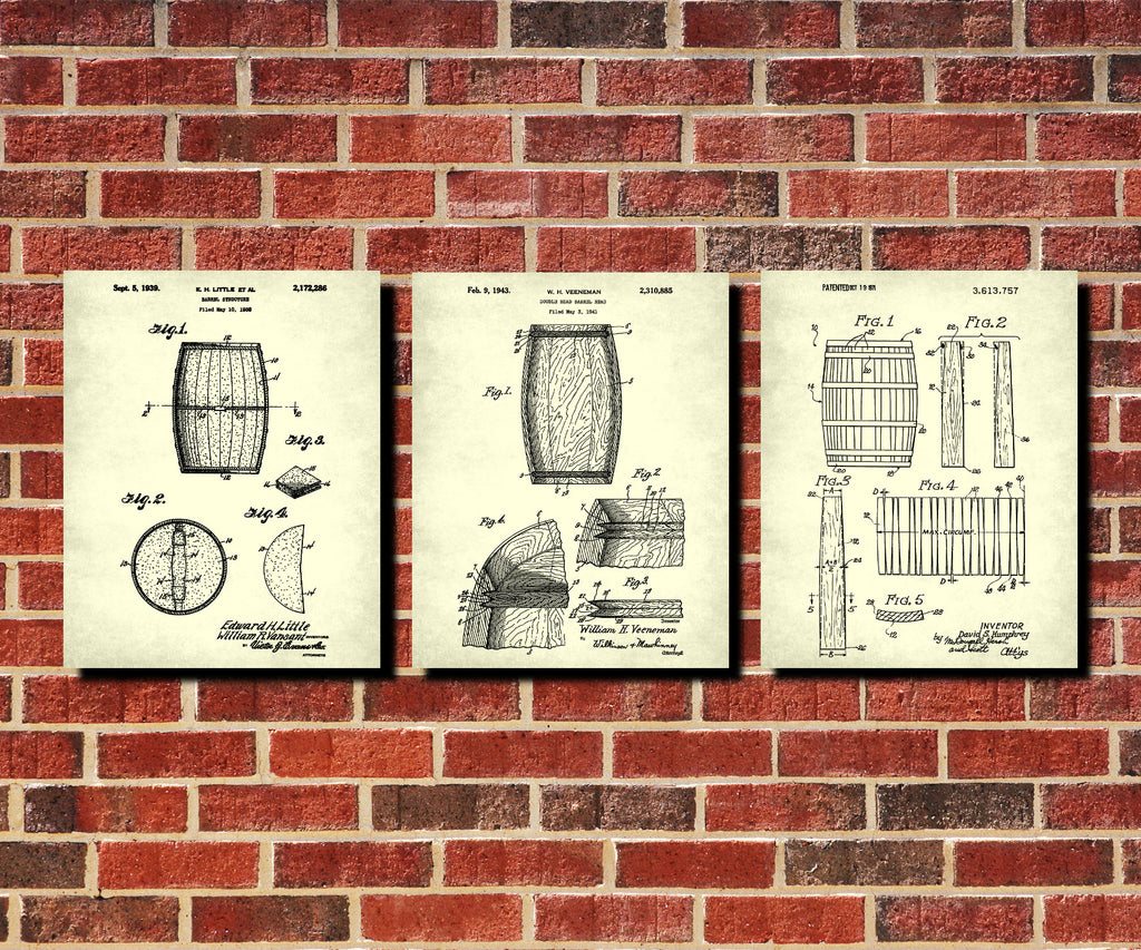 Whiskey Patent Prints Set 3 Cafe Posters Bar Wall Art
