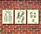 Whiskey Patent Prints Set 3 Cafe Posters Bar Wall Art