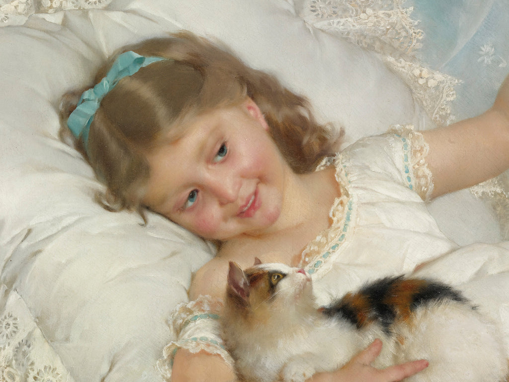 Émile Munier Fine Art Print, Young Girl and Cat